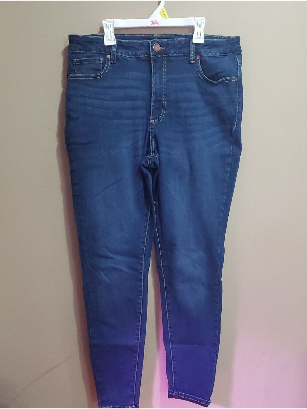 Jordache Women's Dark Blue High-Rise Stretch Jeggings - Classic Slim Fit Size 14